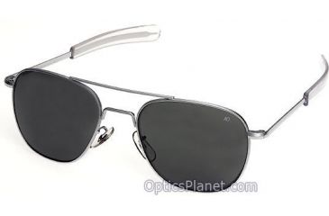 Image of AO Original Pilot Sunglasses, Bayonet, Matte Chrome Frame, True Color Gray Glass Lens, 52mm, OP-252BTCLGYN-P