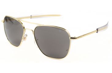 Image of AO Original Pilot Sunglasses, Bayonet, Gold Frame, True Color Gray Glass Lens, 57mm, OP-157BTCLGYG