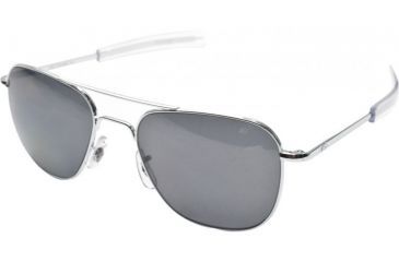 Image of AO Original Pilot Sunglasses, Bayonet, Silver Frame, True Color Gray Glass Lens, 52mm, OP-252BTCLGYG