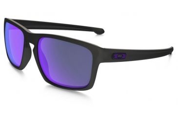 Oakley Silver Sunglasses Matte Black Frame, Violet Iridium Polarized Lens-OO9262-10