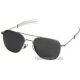 AO Original Pilot Sunglasses, Bayonet, Matte Chrome Frame, True Color Gray Glass Lens, 52mm, OP-252BTCLGYN-P