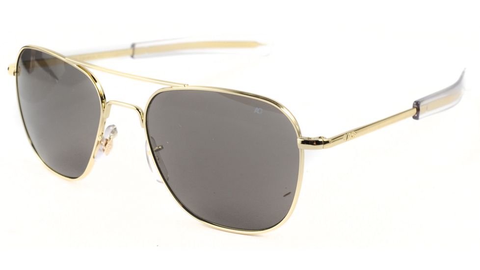 AO Original Pilot Sunglasses, Bayonet, Gold Frame, True Color Gray Glass Lens, 57mm, OP-157BTCLGYG