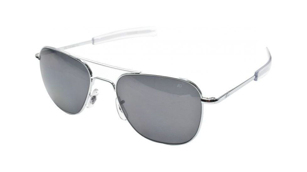 AO Original Pilot Sunglasses, Bayonet, Silver Frame, True Color Gray Glass Lens, 52mm, OP-252BTCLGYG