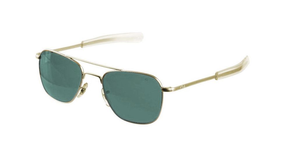 AO Original Pilot Sunglasses, Bayonet, Gold Frame, Green Glass Lenses, 52mm, OP-152BTCLGNG